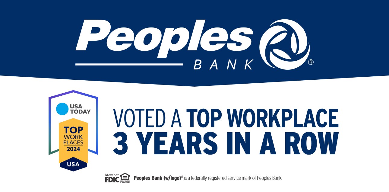 Peoples Bank voted a top workplace three years in a row by USA Today.